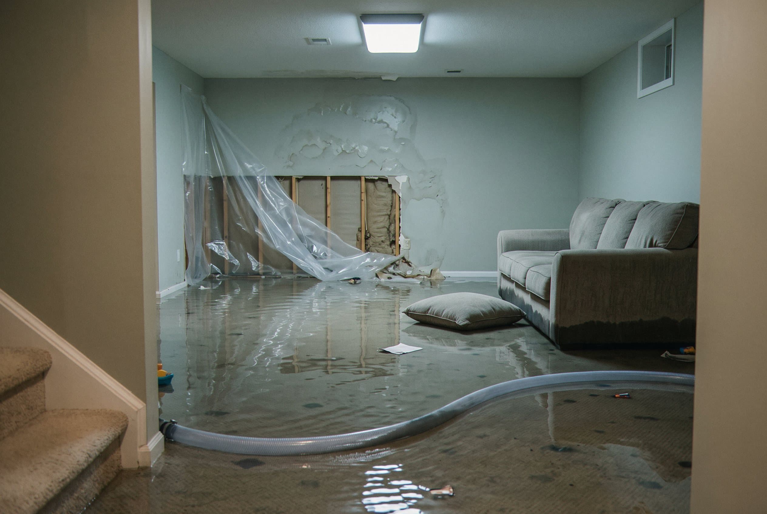 Basement filled with murky water