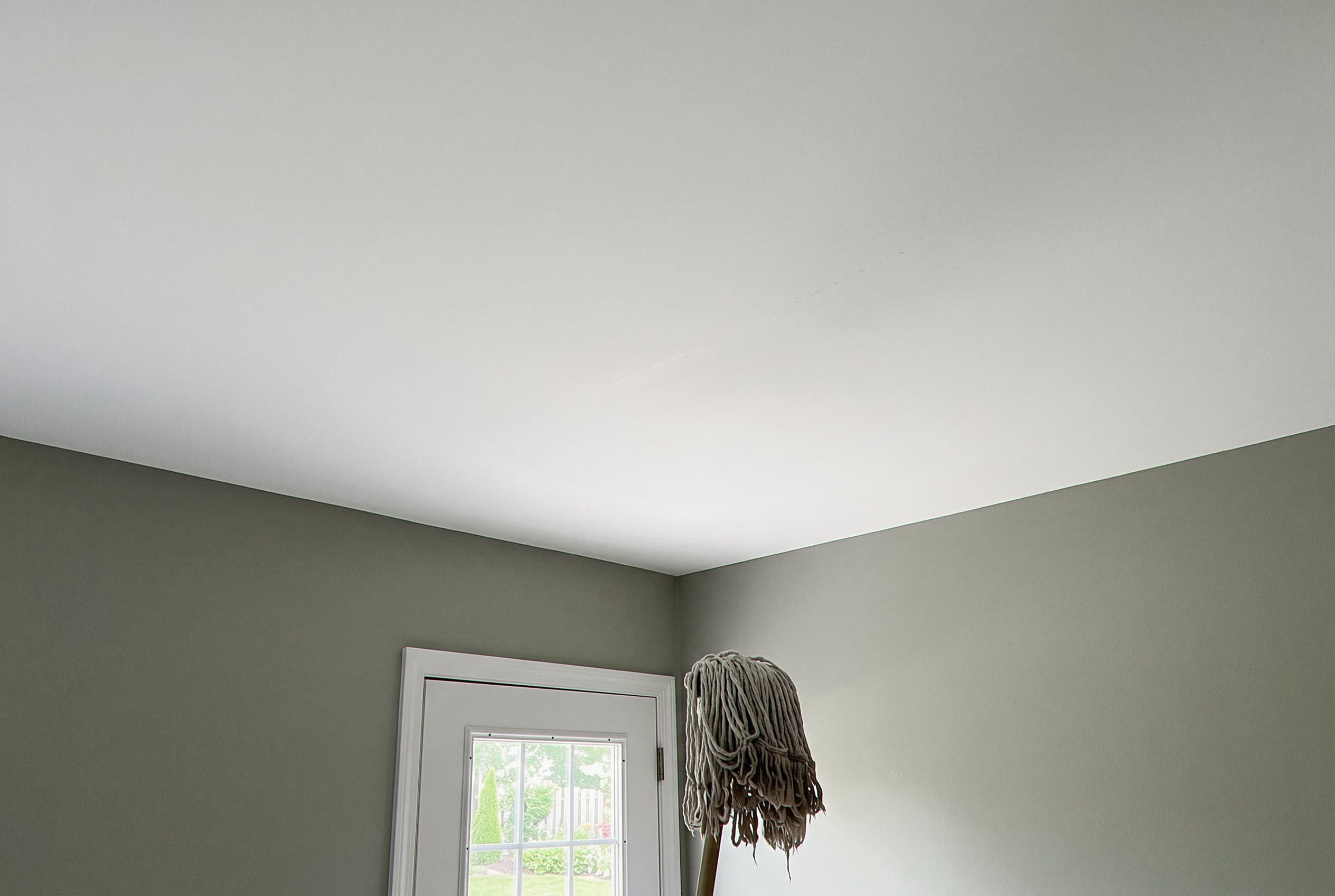New drywall ceiling after mold removal