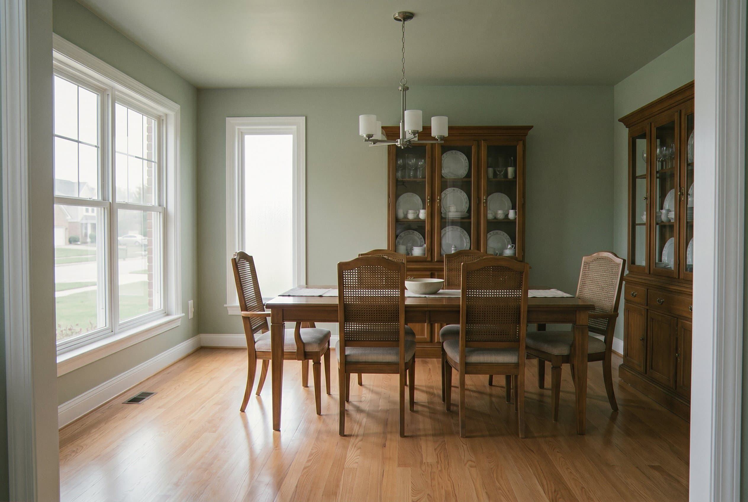 Restored hardwood floor after professional drying