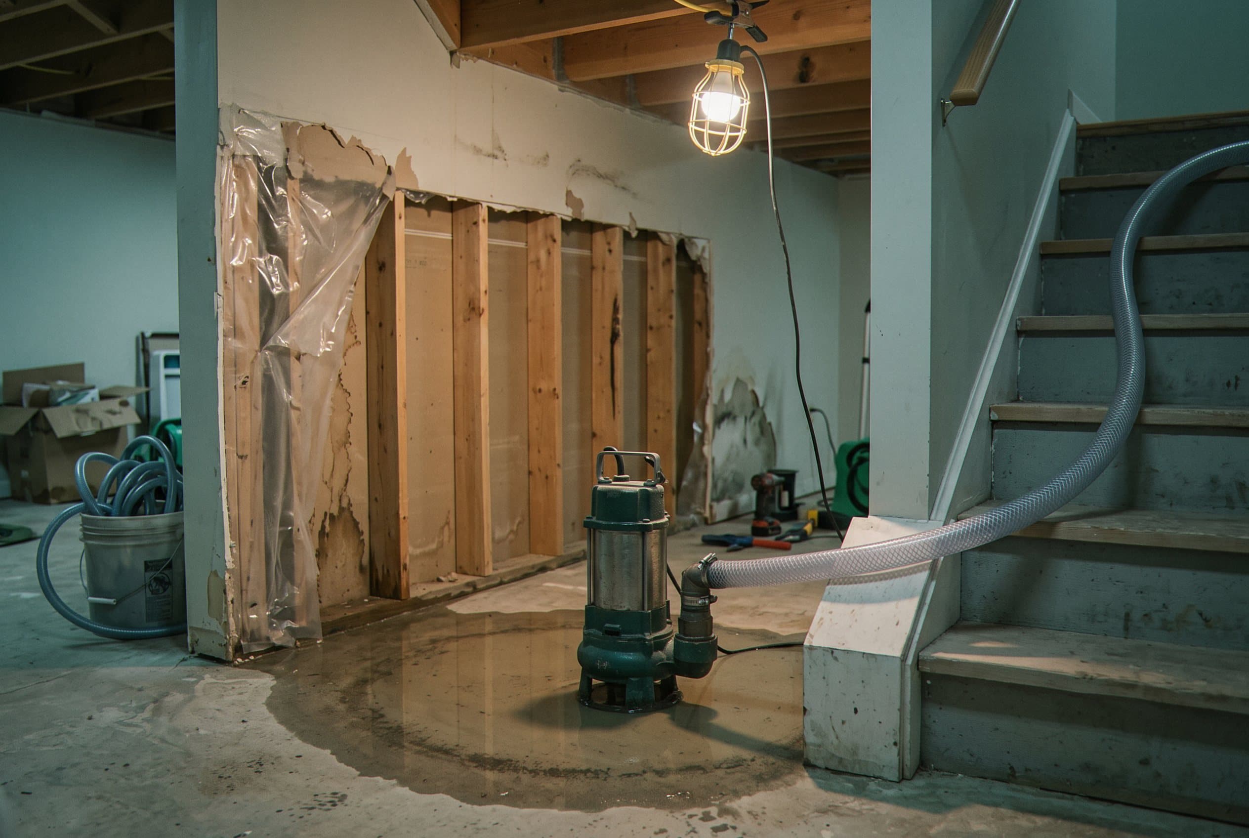 Pump and hose setup for water removal