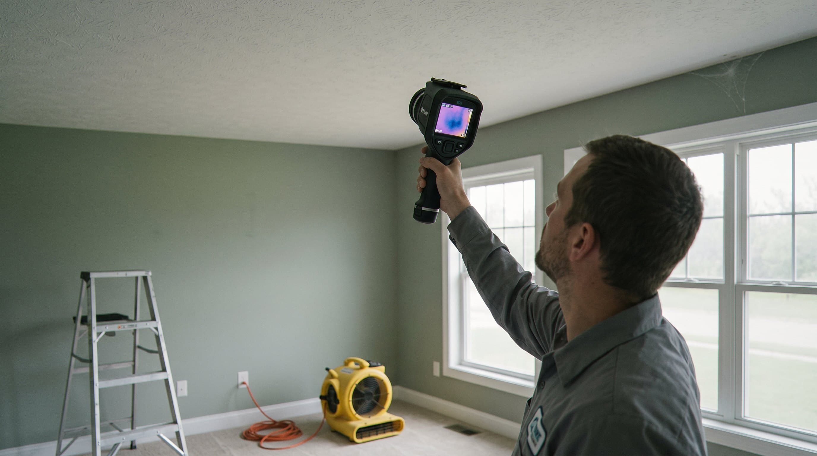 Technician using thermal imaging camera